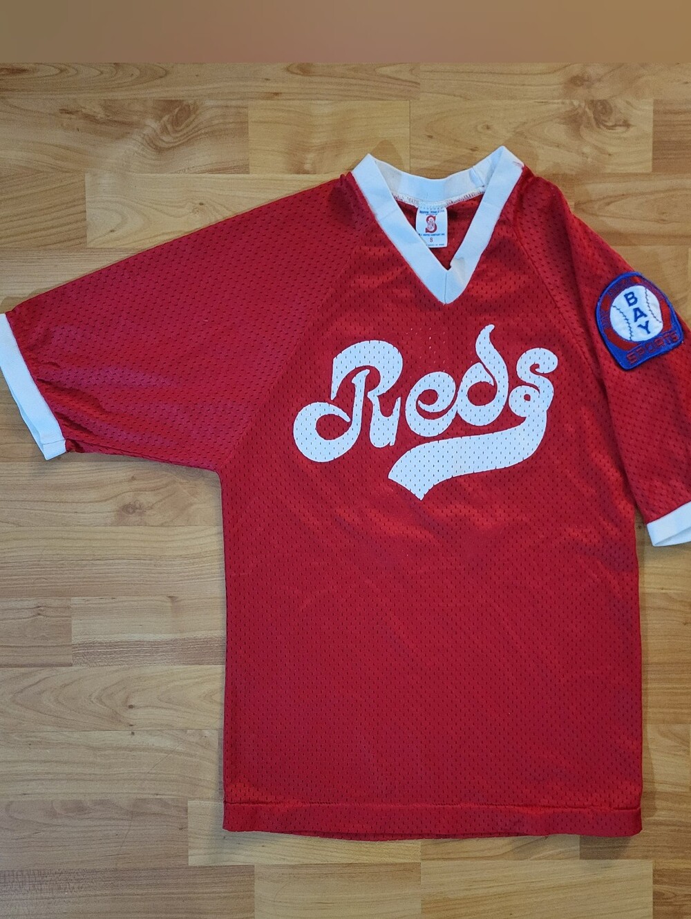 Vintage 80s Reds Soffe Athletic Mesh Kids Red Ringer Jersey, Youth Small